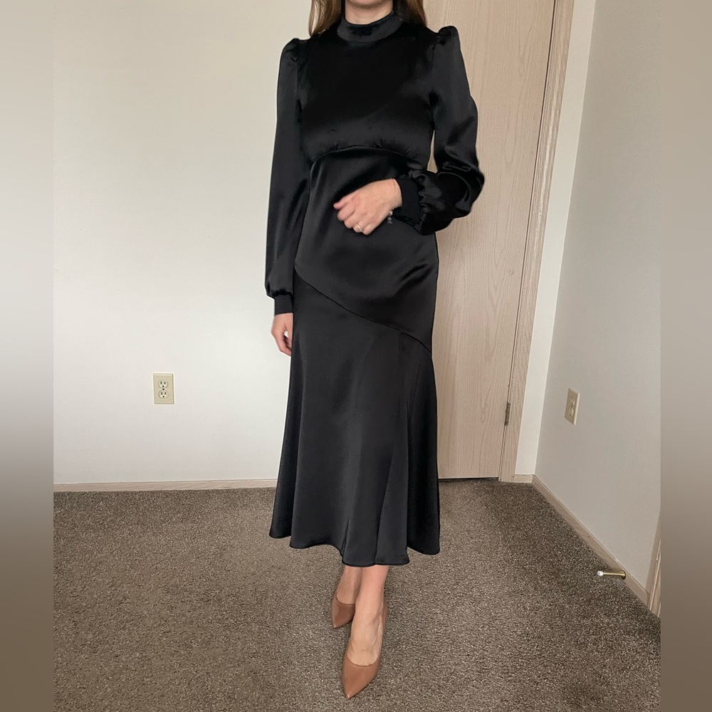 River Island Black Satin Dress